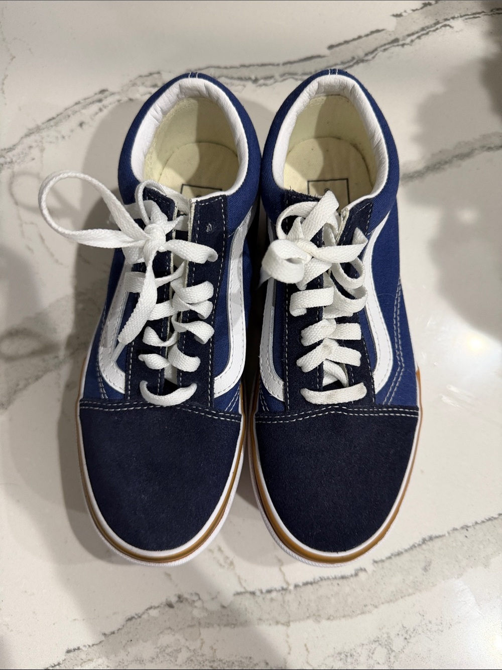 Vans Old Skool Stacked Cobblestone Platform Canvas Sneakers Navy-White Size W6.5 - Picture 4 of 7